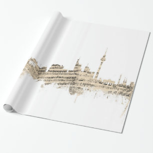 Berlin Germany Skyline Sheet Music Cityscape Wrapping Paper