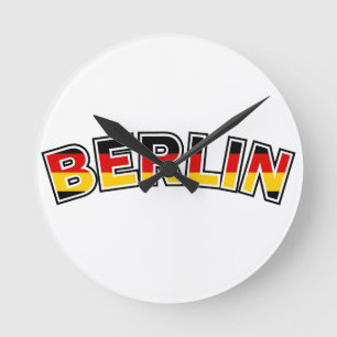 Berlin, Germany, text with Germany flag colors Round Clock