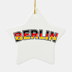 Berlin, Germany, text with Germany flag colours Ceramic Tree Decoration