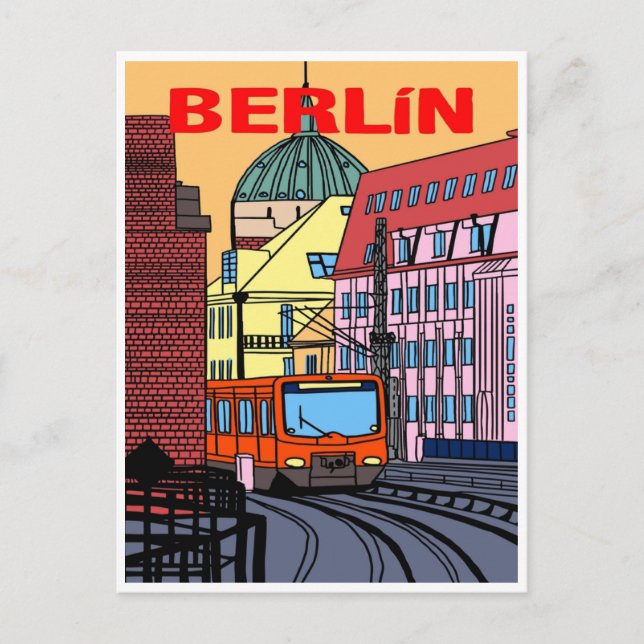 Berlin Germany train Travel Art Vintage  Postcard (Front)