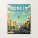 Berlin Germany Travel Art Vintage Jigsaw Puzzle<br><div class="desc">Berlin retro vector travel design. The city's known for its art scene and modern landmarks like the gold-coloured,  swoop-roofed Berliner Philharmonie.</div>