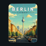 Berlin Germany Travel Art Vintage Magnet<br><div class="desc">Berlin retro vector travel design. The city's known for its art scene and modern landmarks like the gold-coloured,  swoop-roofed Berliner Philharmonie.</div>