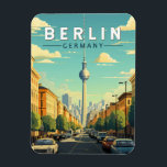 Berlin Germany Travel Art Vintage Magnet<br><div class="desc">Berlin retro vector travel design. The city's known for its art scene and modern landmarks like the gold-coloured,  swoop-roofed Berliner Philharmonie.</div>
