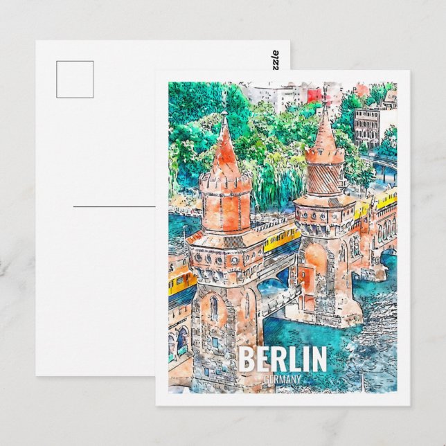 Berlin Germany Travel Place Watercolor Postcard (Front/Back)