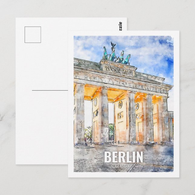 Berlin Germany Travel Place Watercolor Postcard (Front/Back)