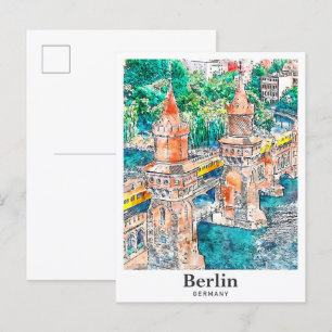 Berlin Germany Travel Watercolor Hand Drawn Postcard
