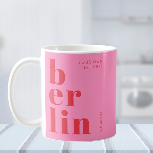 Berlin Germany typography pink red Coffee Mug (Creator Uploaded)