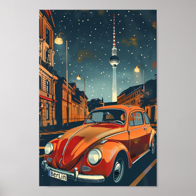 Berlin Germany Vintage Retro Travel Illustration Poster (Front)