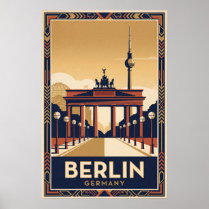 Berlin Germany Vintage Travel Illustration Poster