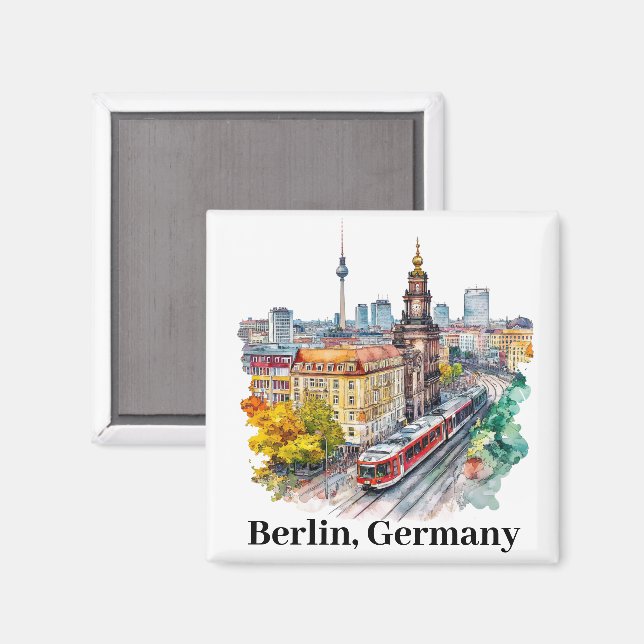 Berlin Germany Vintage Travel Skyline Magnet (Front/Back)