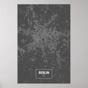 Berlin, Germany (white on black) Poster