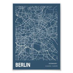 Berlin - Germary Blueprint City Map Photo Print