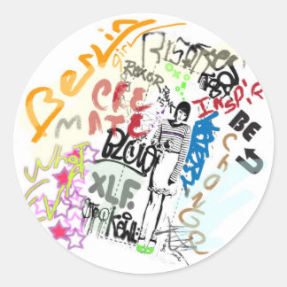 Berlin Graffiti Girl Classic Round Sticker