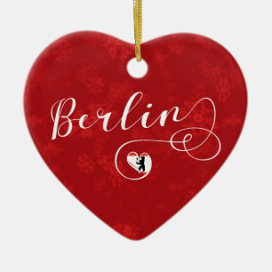 Berlin Heart, Christmas Tree Ornament, Germany Ceramic Tree Decoration