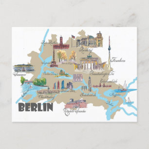 Berlin highlights city plan  postcard