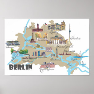Berlin highlights map poster