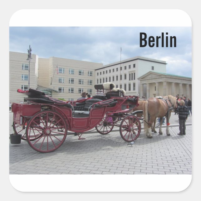 Berlin Horse and Buggy Square Sticker (Front)