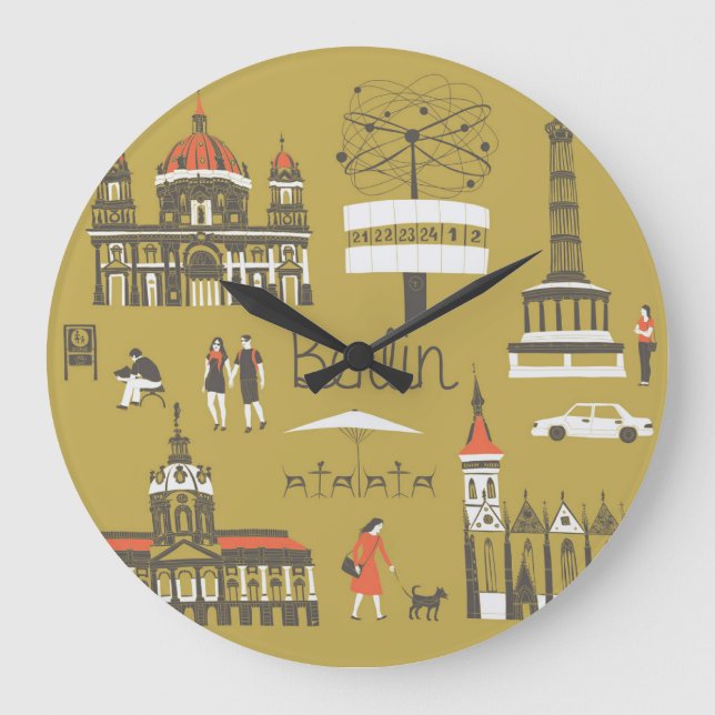Berlin Landmarks, Monumental Illustration. Large Clock (Front)