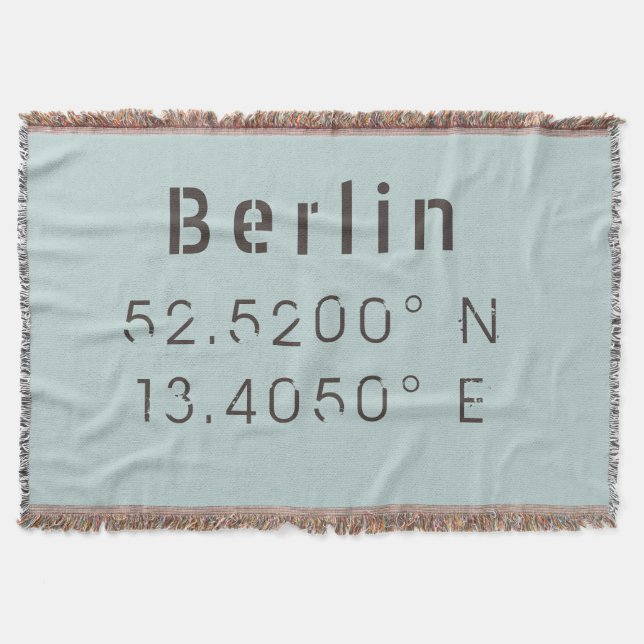 Berlin Latitude Longitude Throw Blanket (Front)