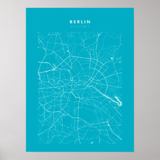Berlin Light Blue City Map Poster