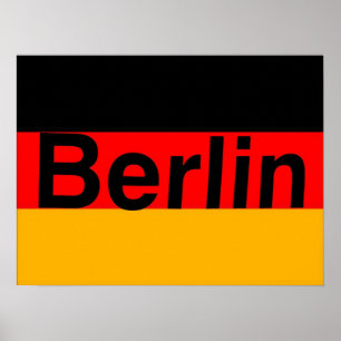 Berlin Logo in Black on German Flag Poster