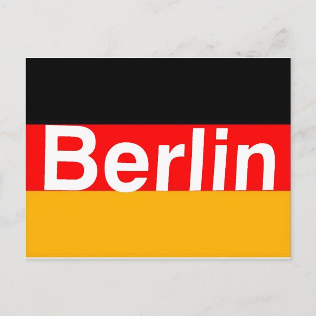Berlin Logo in White on German Flag Postcard (Front)