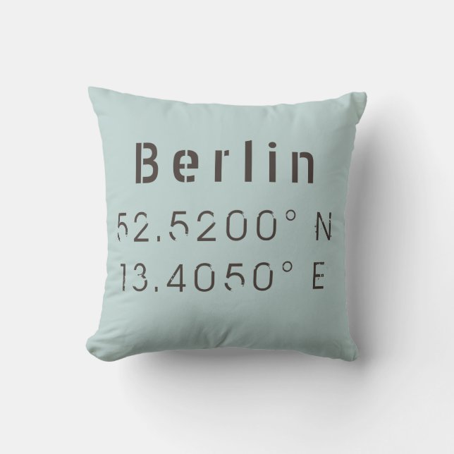 Berlin  Longitude Latitude Throw Pillow (Front)