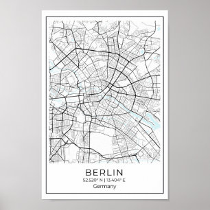 Berlin Map - Berlin Black and white map  Poster
