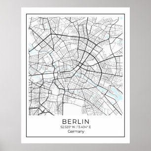 Berlin Map - Berlin Black & white map Poster