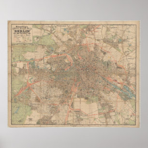 Berlin Map c.1897 – Kiessling’s Detailed City Plan Poster