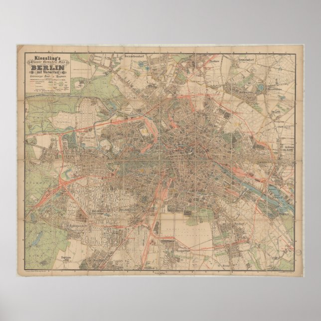Berlin Map c.1897 – Kiessling’s Detailed City Plan Poster (Front)