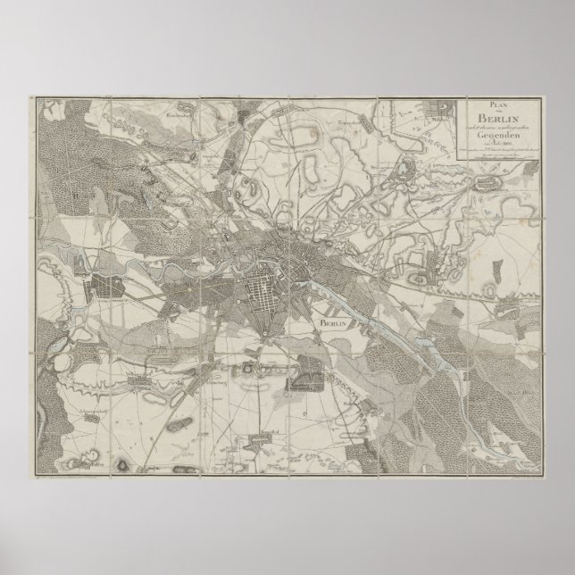 Berlin Map, Plan of the City, Surrounding District Poster (Front)