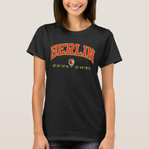 Berlin Map Pointer GPS Coordinates Germany Flag Ge T-Shirt