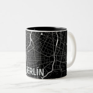 Berlin minimalist map map map - Black-white Two-Tone Coffee Mug