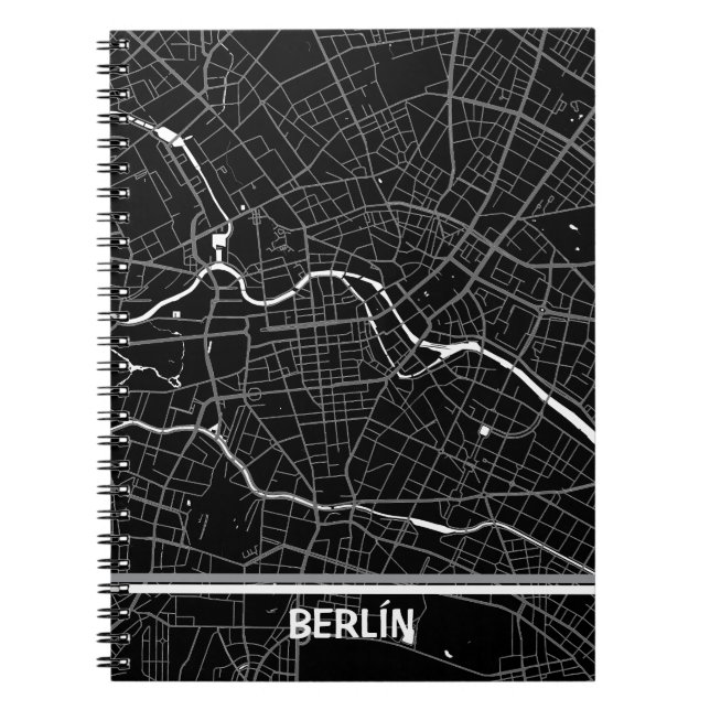 Berlin minimalist map notebook - Black-white (Front)