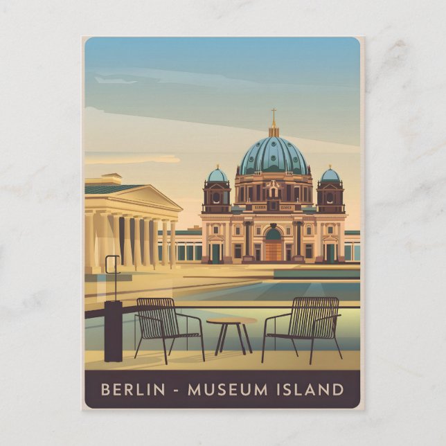 Berlin Museum Island vintage Postcard (Front)
