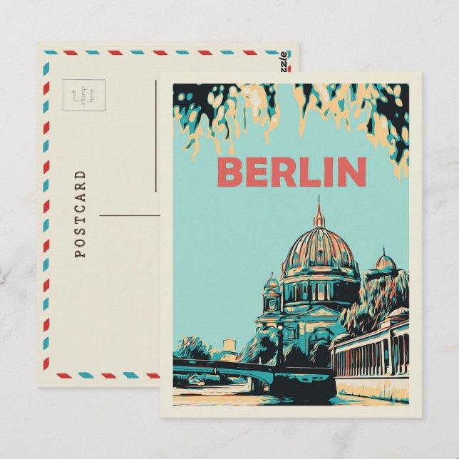 Berlin Museums island illustration Germany Postcar Postcard (Front/Back)