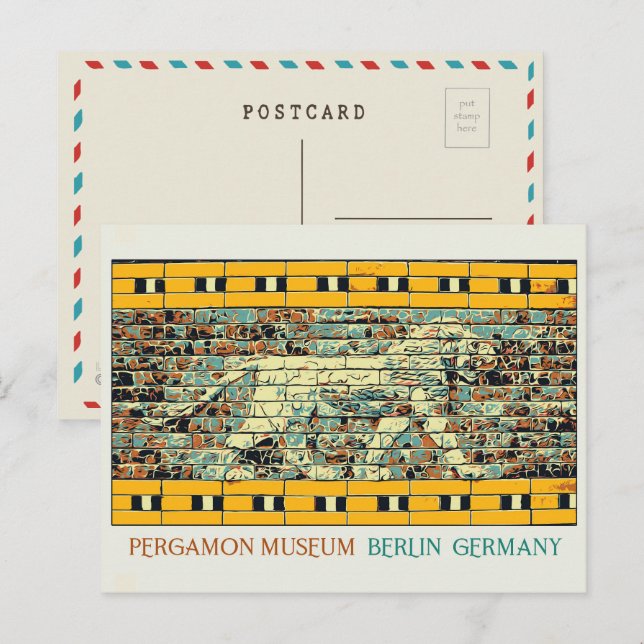 Berlin Pergamon Museum illustration Germany Postca Postcard (Front/Back)