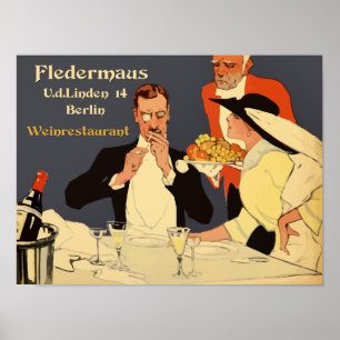 Berlin retro 1920 Plakatstil wine restaurant ad Poster
