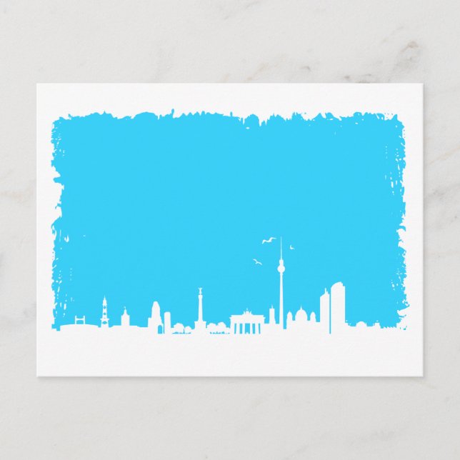 Berlin Skyline Farbe blau Postcard (Front)