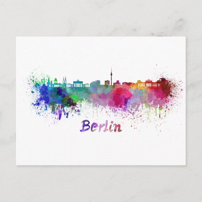 Berlin skyline in watercolor postcard (Front)