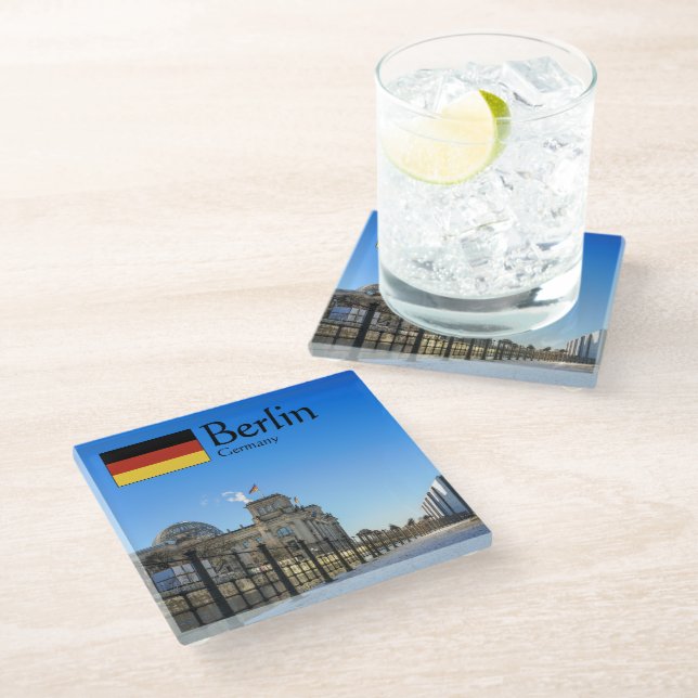 Berlin Souvenir Glass Coaster (Angled)