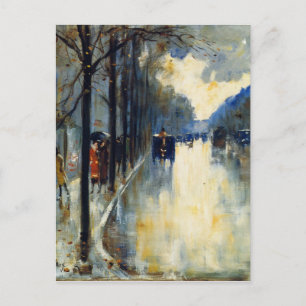 Berlin Street in Late Fall, fine art painting Postcard