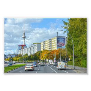 Berlin Television Tower and Busy Street Photo Print
