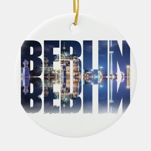 Berlin text souvenir ceramic tree decoration (Front)