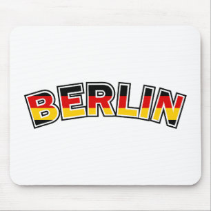 Berlin, text with Germany flag colors Mouse Mat
