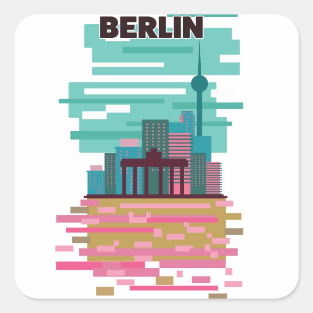 Berlin Travel poster Square Sticker (Front)