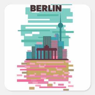 Berlin Travel poster Square Sticker