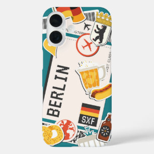 Berlin Travel Sticker Collage iPhone 16 Case