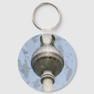 Berlin TV Tower Abstract Germany Travel Art Key Ring